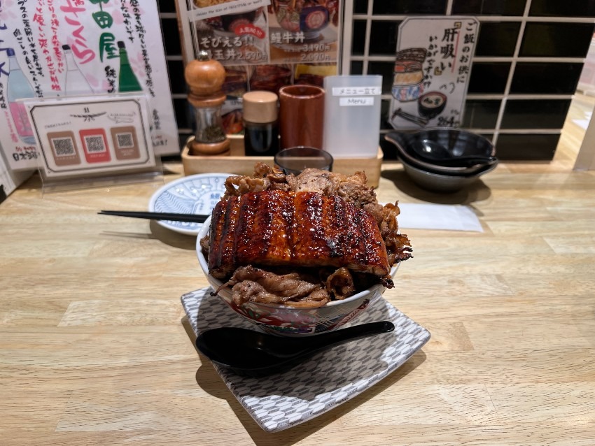 【ボリューム満点】にゅるりと鰻牛丼 300g【お腹いっぱい！】【大阪駅　ルクア】うなぎ 串焼き　いづも